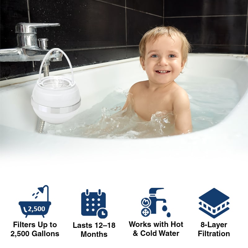 Bath Ball Filter, Bath Ball Water Filter, Bathtub Water Filter, Bath Ball Bathtub Water Filter for Tub Faucet - BPA Free - White Ball Filter